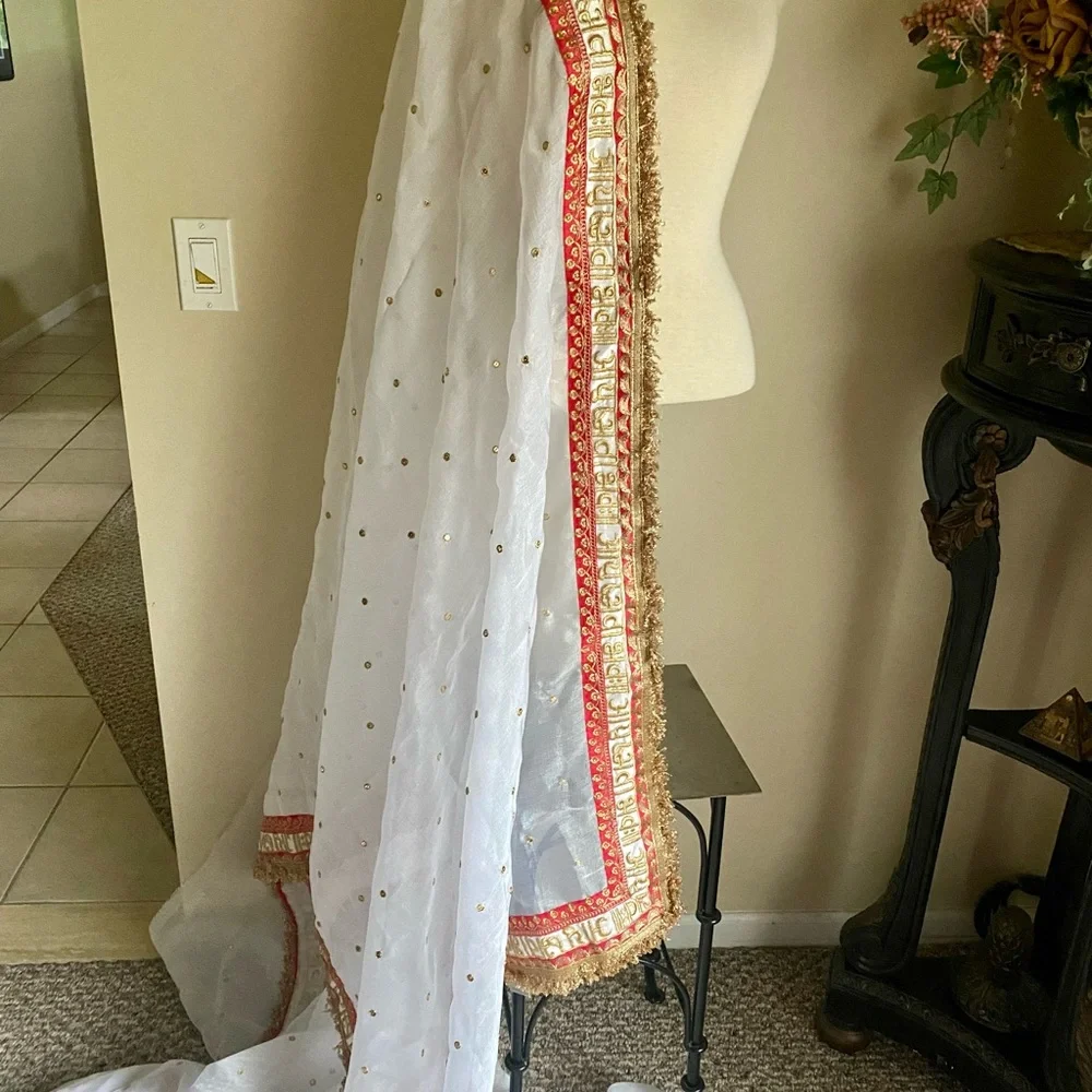 Saree sari with Hindi writing Ayushbhava wedding new